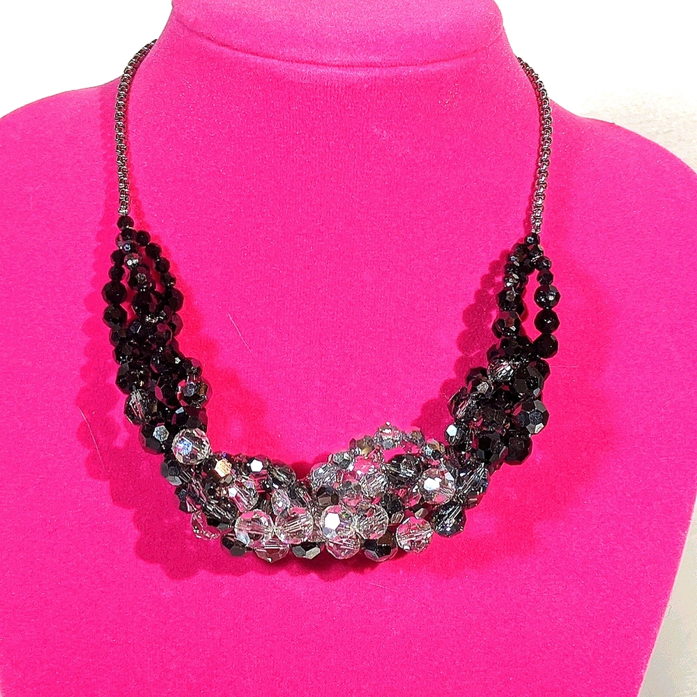 Swarovski Statement Necklace. White/Silver/Black - image 2